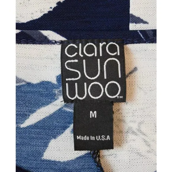 CLARA SUN WOO ABSTRACT FLORAL NAVY BLUE SHARKBITE HEM TUNIC - Picture 6 of 7